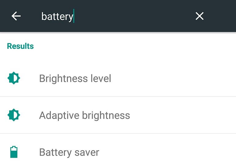 Search through settings for something specific