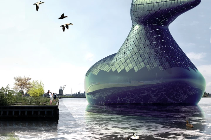 The giant floating Energy Duck concept by artists Hareth Pochee, Adam Khan, Louis Leger and Patrick Fryer