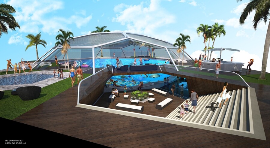 The Swimarium concept has LED screens all around the pool to create an immersive swimming experience