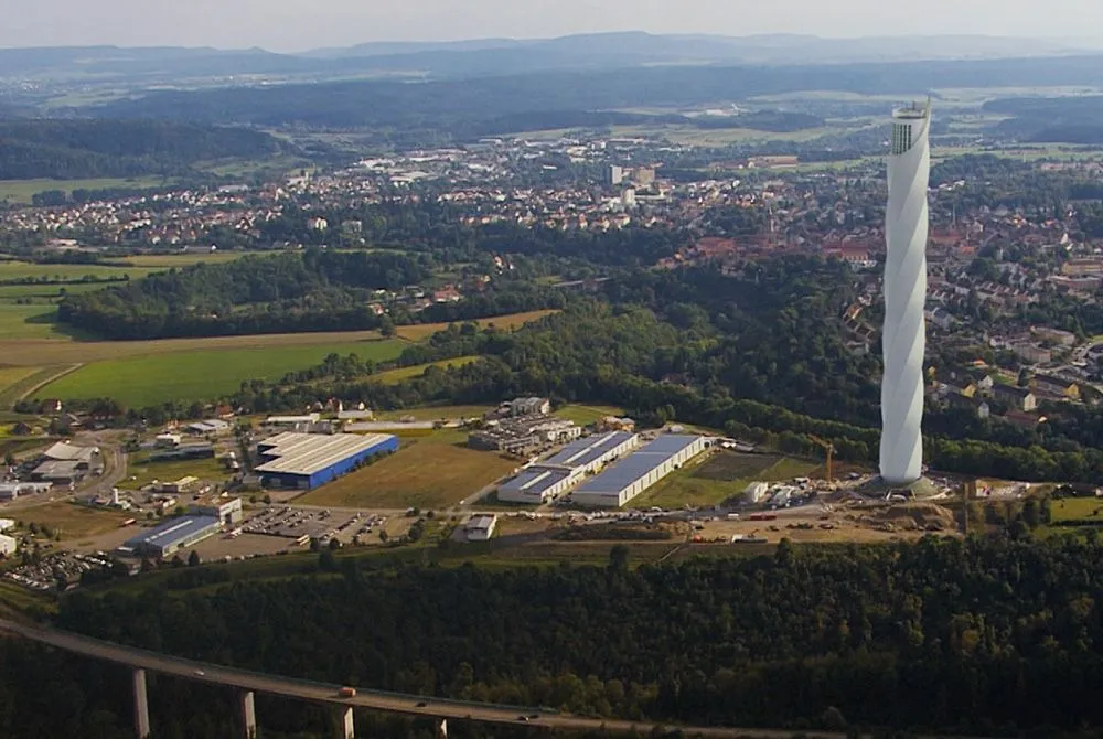 An artist impression of the final test tower once it gets its exterior "skin" on