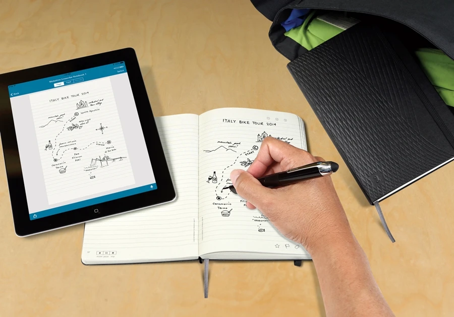 The Moleskine Livescribe notebook works with Livescribe smartpens and pairs with iOS devices to digitize hand-written or drawn content