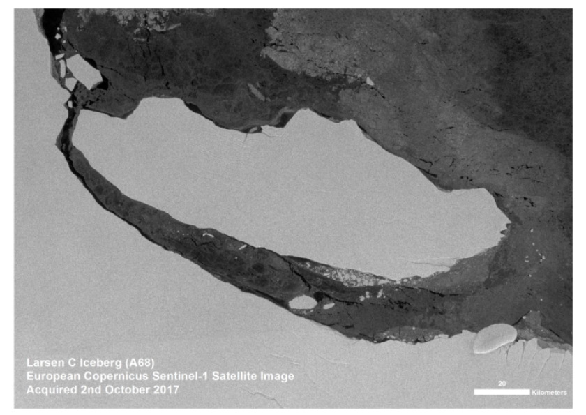 Latest satellite image of the Larsen C Iceberg A68