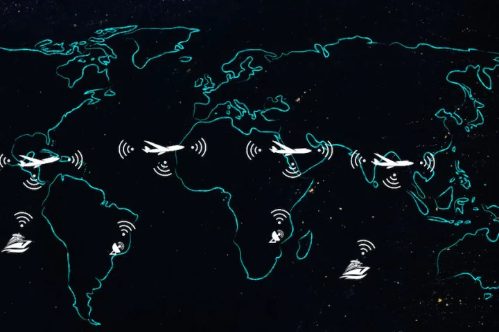 The AIrborne Wireless Network is a proposed system that would use commercial aircraft as nodes in a worldwide meshed network, beaming data between each other, ships and ground stations