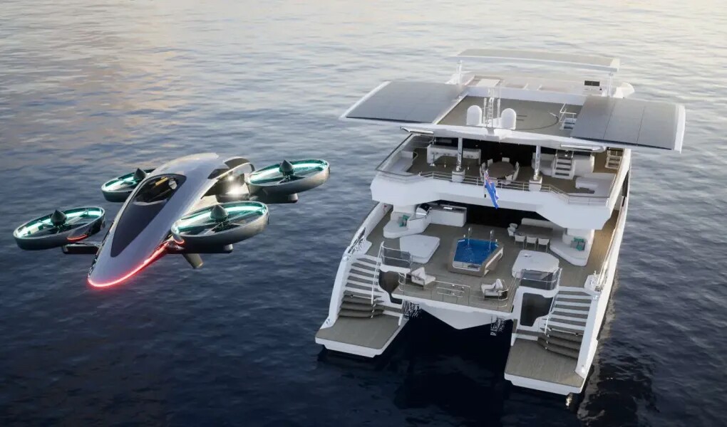 The XP4 eVTOL comes in for a landing on the Silent 120 Explorer