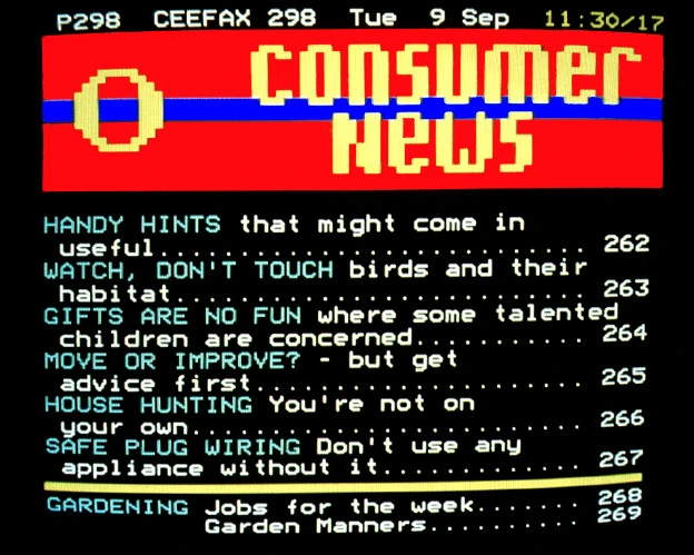 A Ceefax page