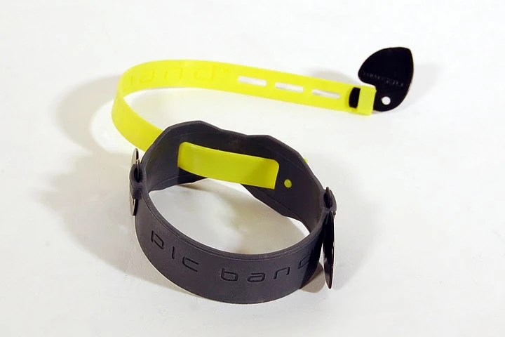 The PicBand system tethers a pick to a player's wrist or fingers so that it's always within reach