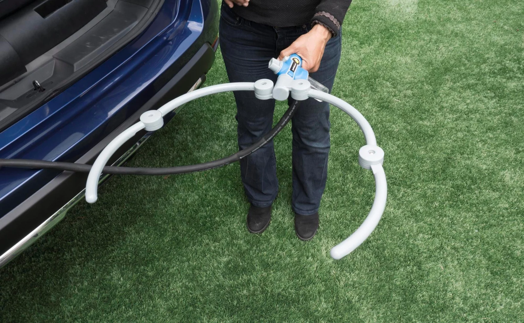 This Orwellian device is actually a dog wash wand that runs off a water reservoir in the Rogue Dogue