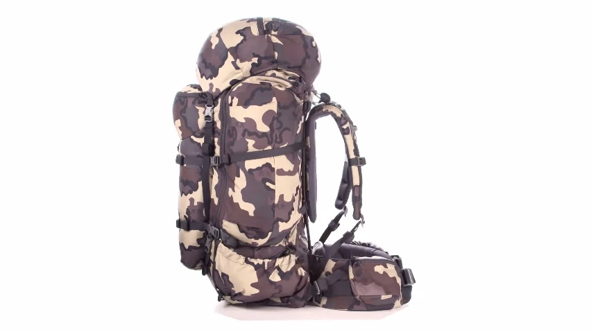 The Kuiu backpack system features a base frame that can be fitted with different-sized packs
