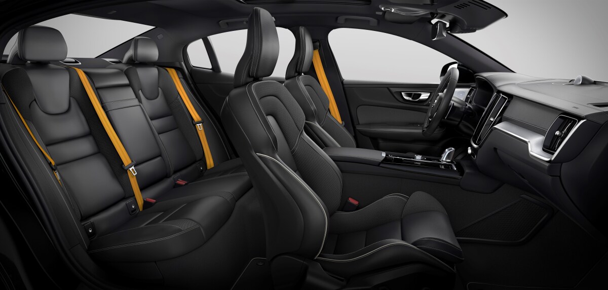 The 2020 Volvo S60 has a luxurious interior, even in basic black as shown here