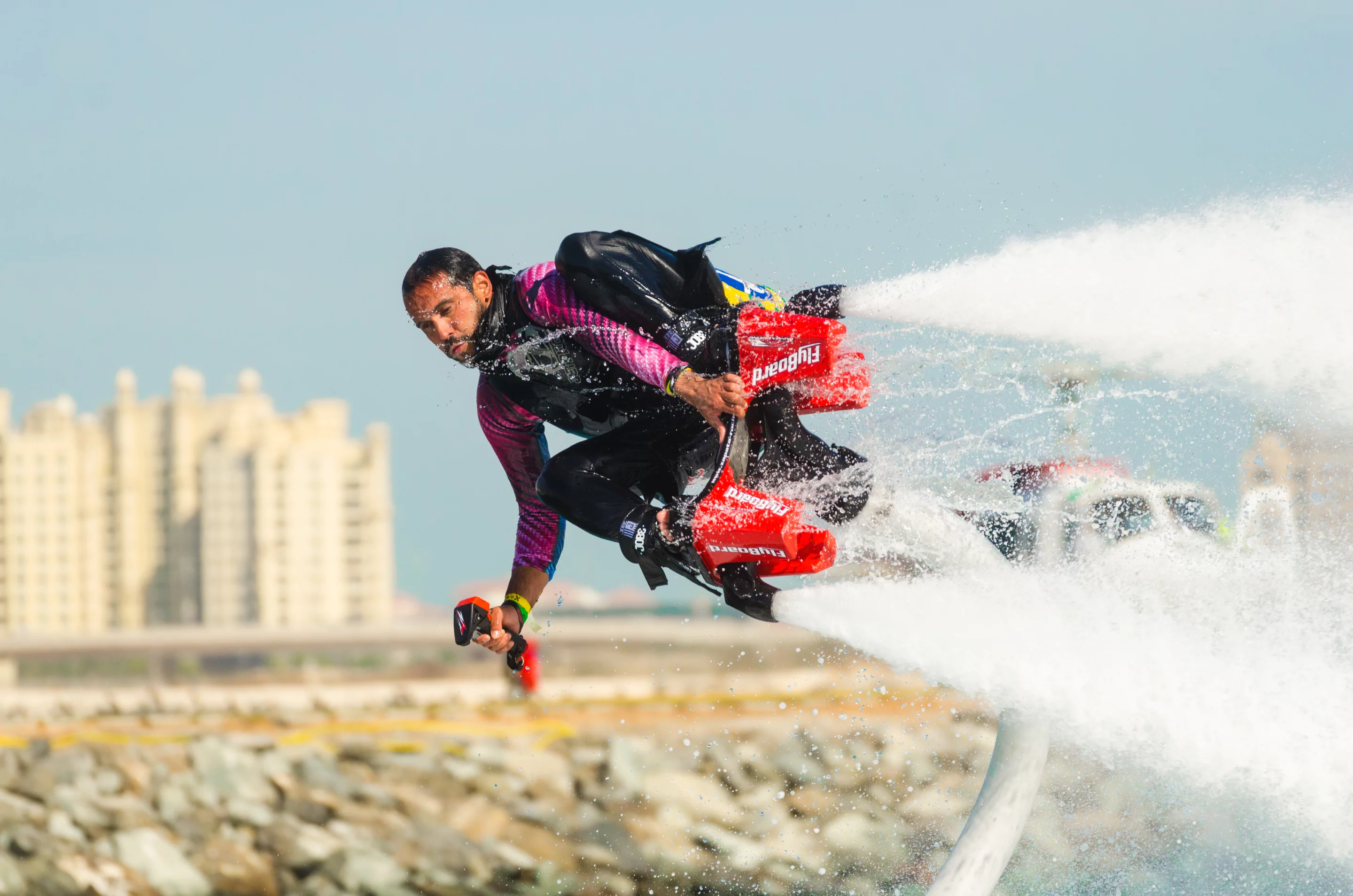 Antonio Martinez-Yague of Spain finished fourth in the inaugural Veterans Flyboard World Cup held in Dubai, December, 2014 (Photo: Liam McKenna)