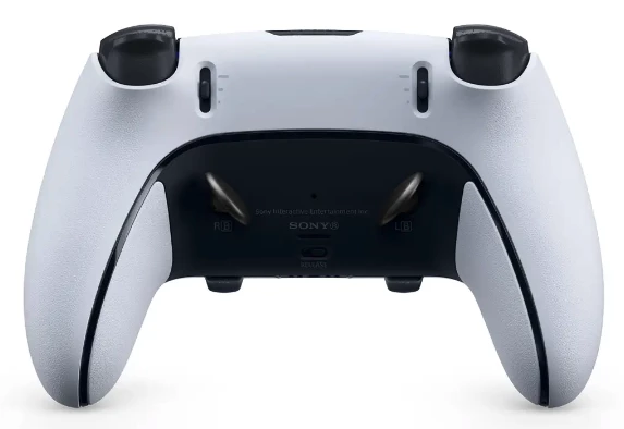 The DualSense Edge has a few extra buttons and toggles on the back, as well as two along the bottom, all of which are absent on the original controller