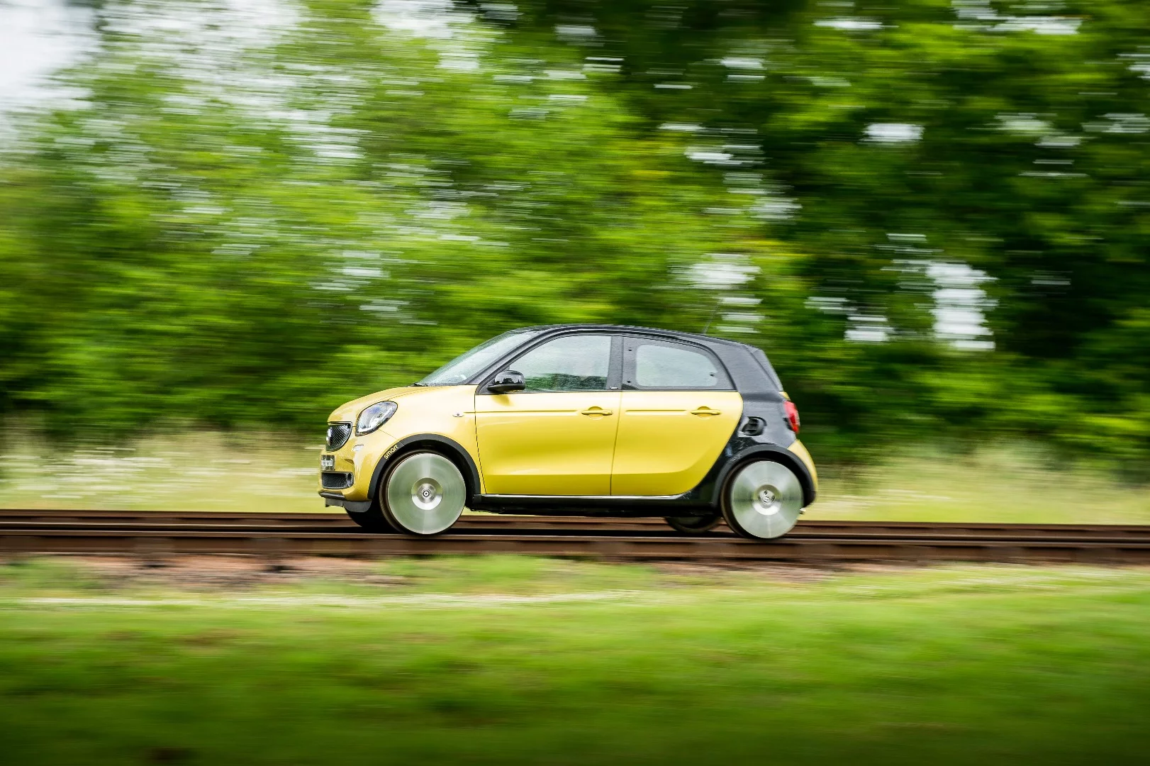 The Smart Forrail surprised onlookers, some of whom were in town for a model train show