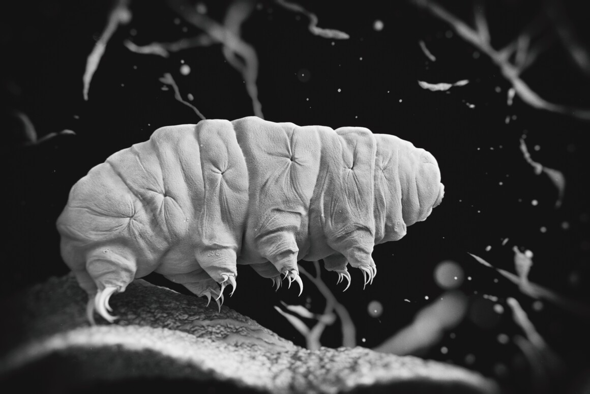 Rendering of a tardigrade, considered the toughest animal on Earth