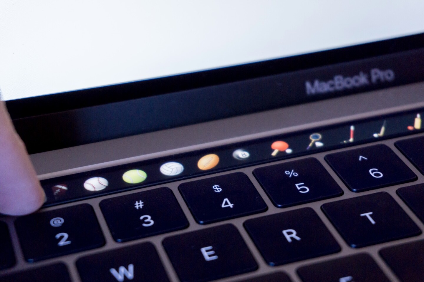 Swiping through some emoji options on the new MacBook Pro
