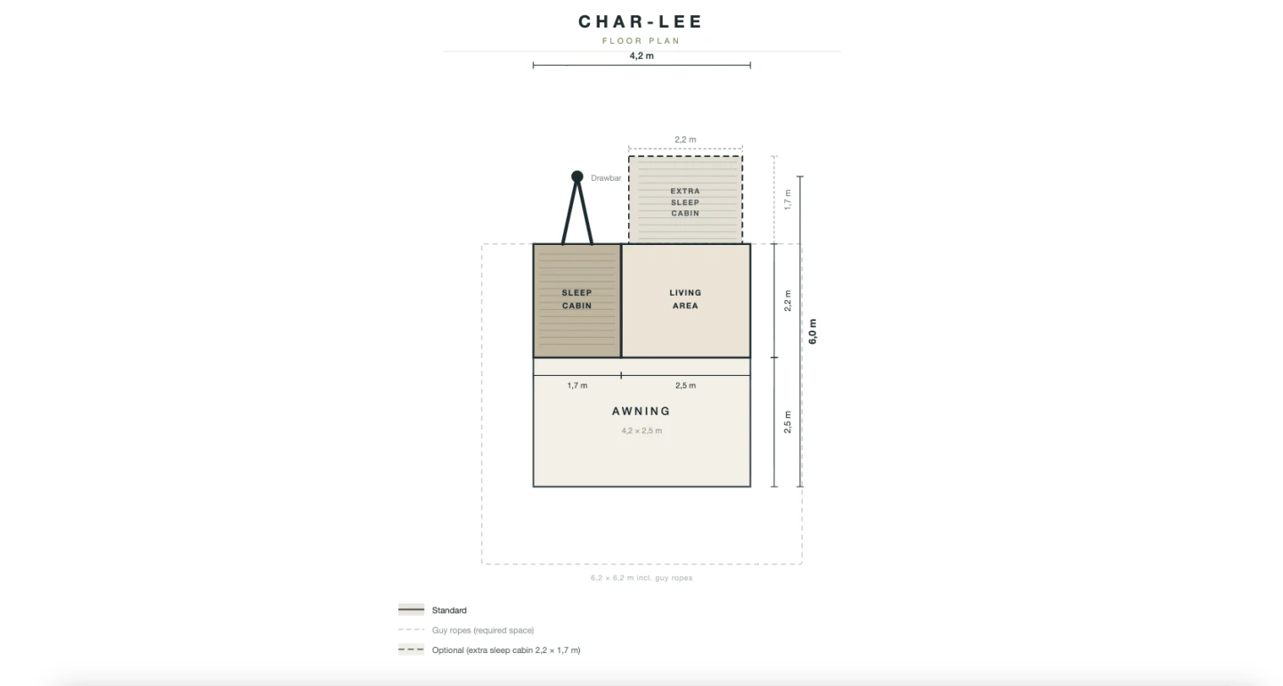 Campanero Char-Lee floor plan with optional secondary sleeper tent