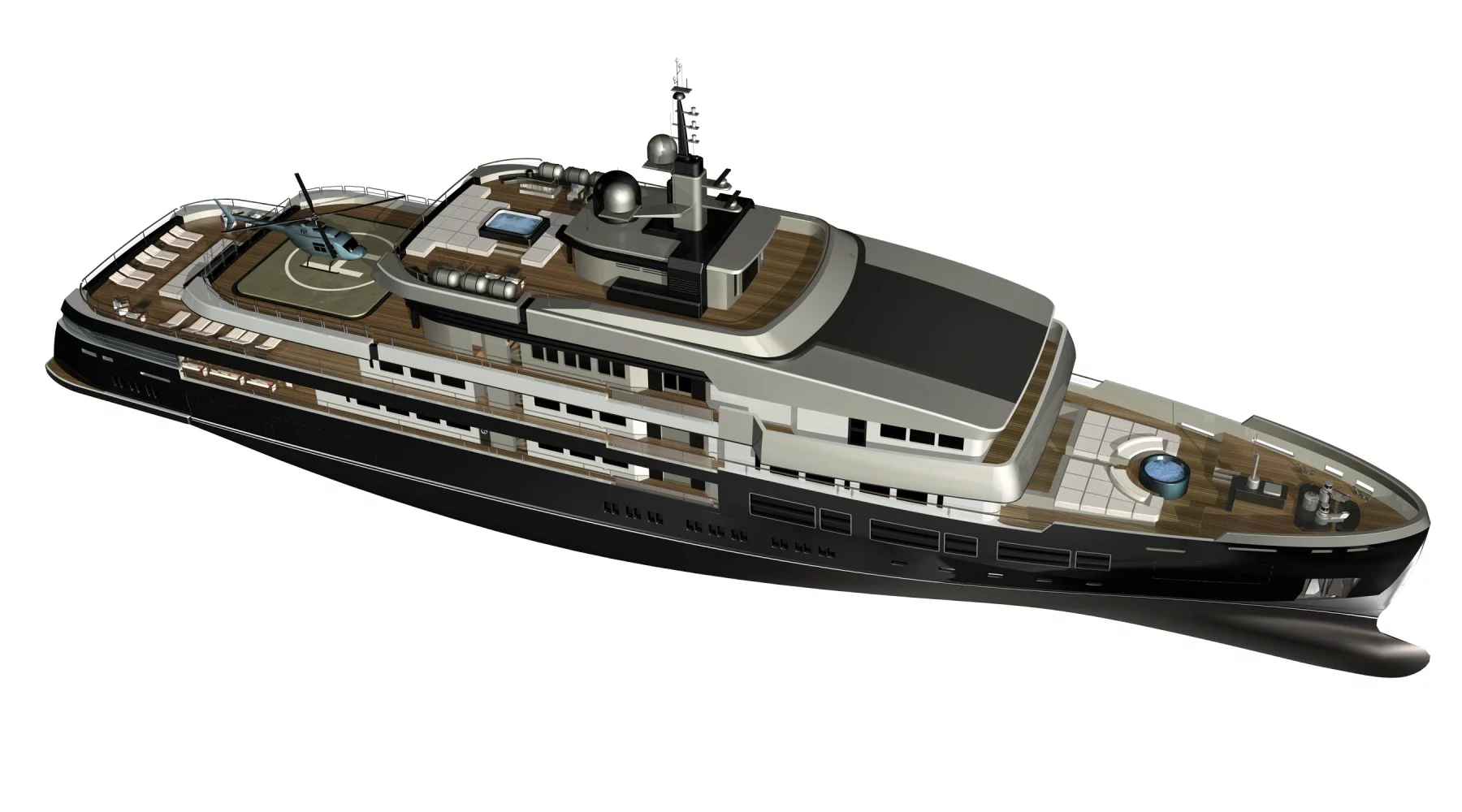 Yachts of this scale with incorporated helipads are plentiful enough