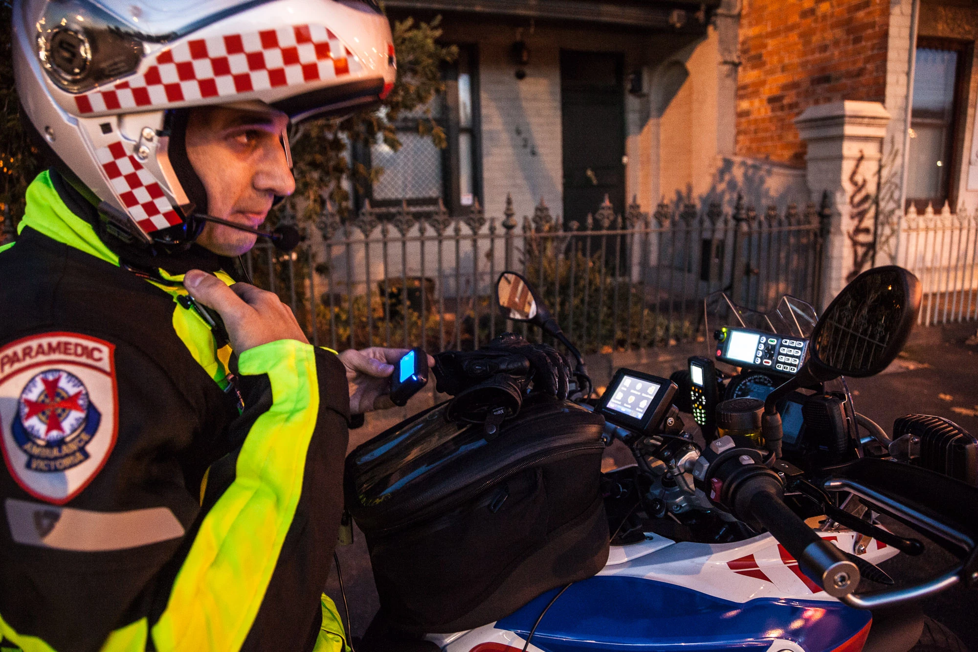 "I'm just out the front writing down a few details, getting ready to head home, but then as I clear that job another job comes through, and off we go! Getting some location and patient details on the pager, and that's often repeated on the radio."