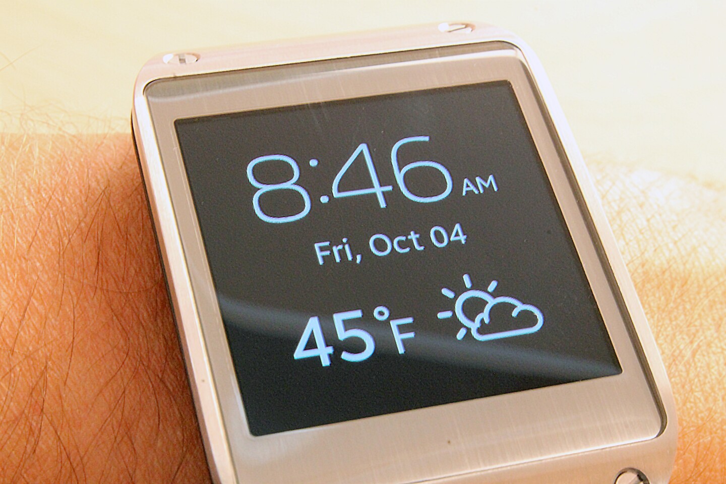 We opted for the standard "Weather Clock" watch face, but there are several others to choose from (including analog faces)