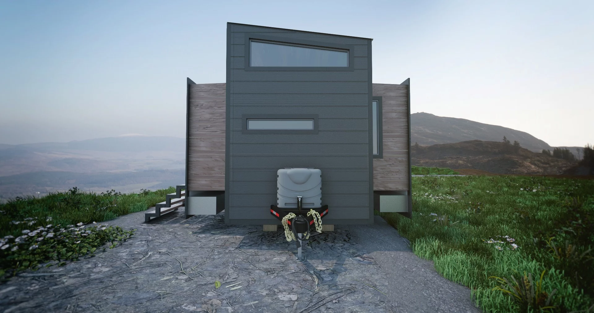 The Aurora tiny house in its expanded state