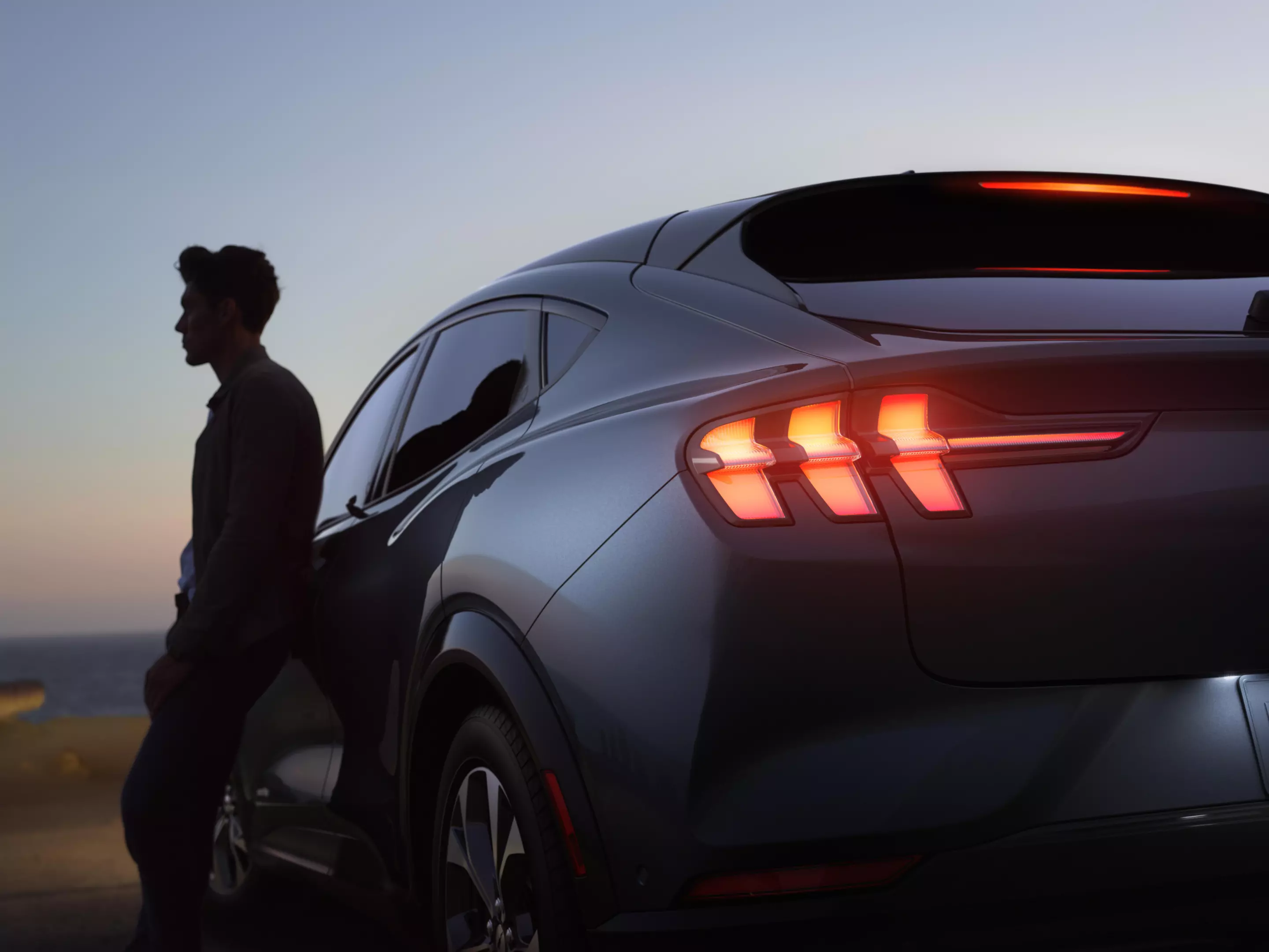 The Mustang Mach-E is instantly recognizable as a Mustang, with designers preserving the Mustang’s rear-haunch design and trademark tri-bar tail lamps