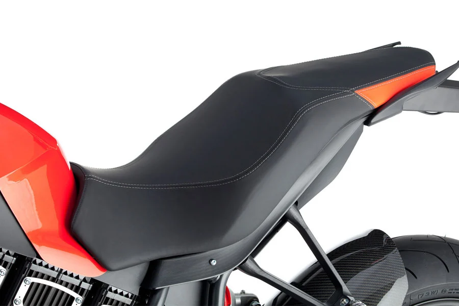 The Brammo Empulse has (just) enough seat room for a pillion passenger