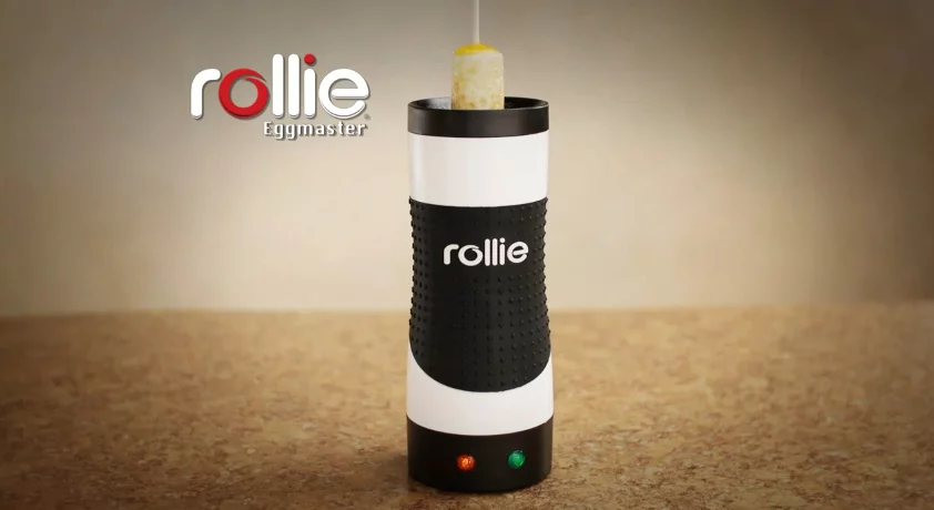 The Rollie Eggmaster Cooking System serves omelets up in the style of a skinless sausage