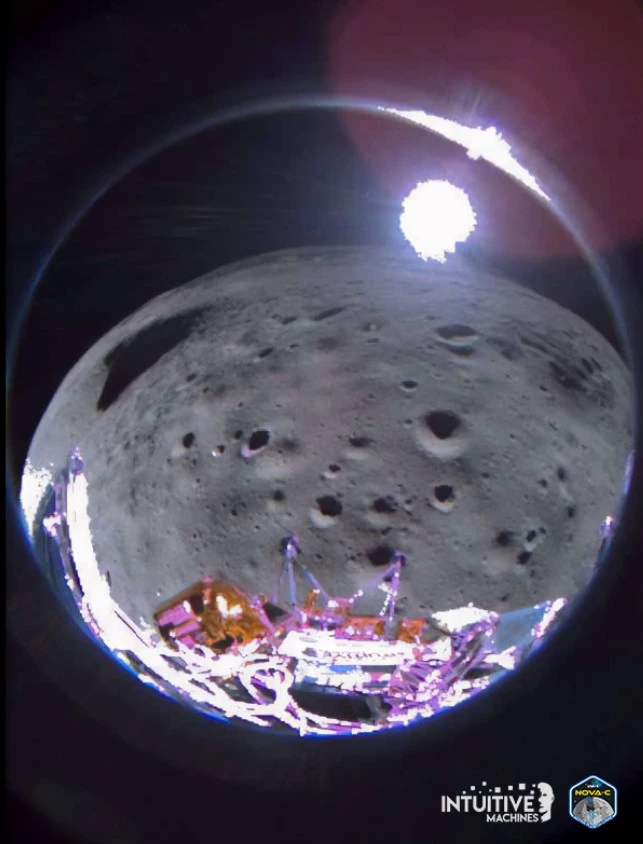 Lunar surface as seen from Odysseus during its landing approach