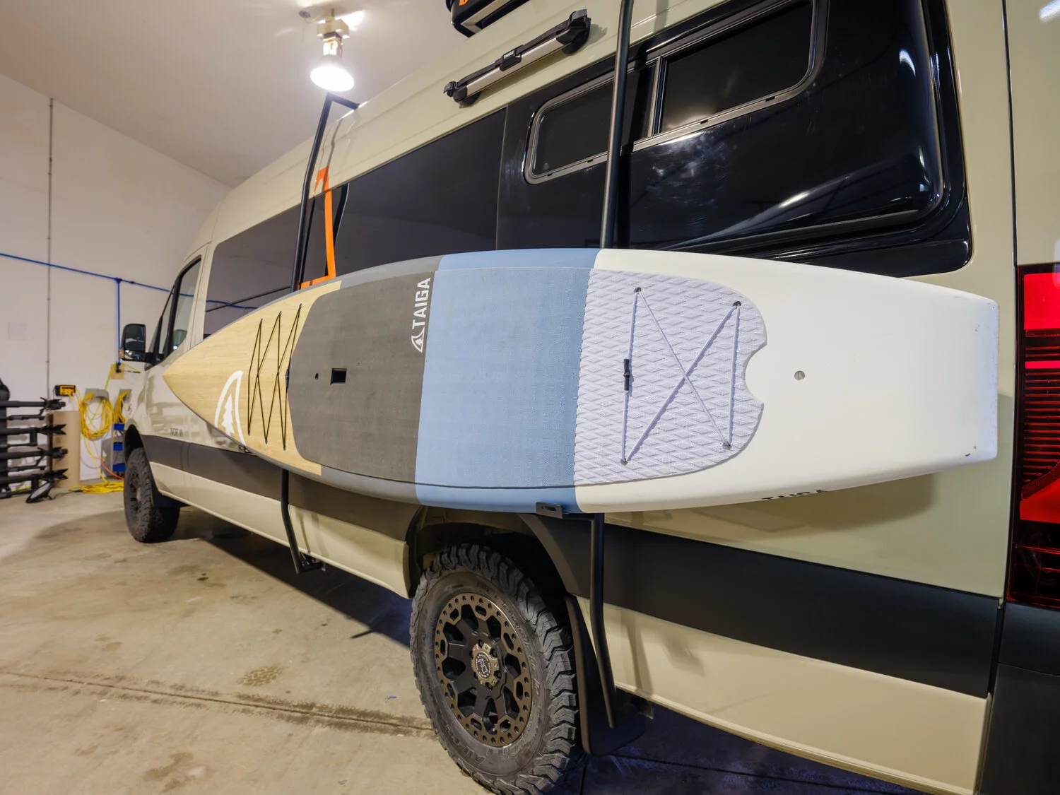 Loading the paddleboard onto the Norva Kitsune