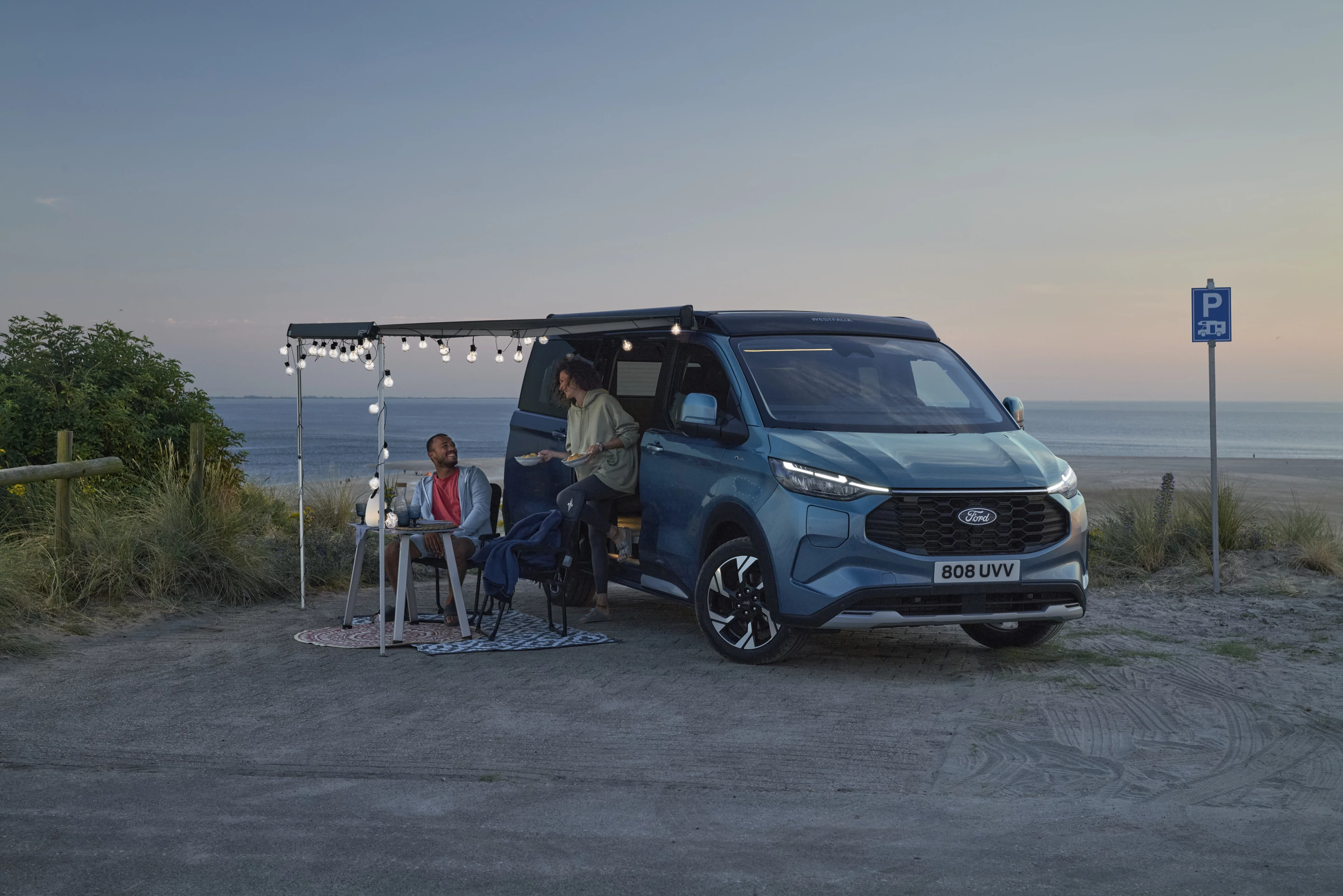 Setting up base camp outside the Ford Nugget Active PHEV