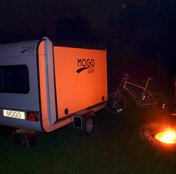 The Mogo Freedom trailer is designed to bring bikes, kayaks, boards and other gear to the wilderness and stay for a night or two