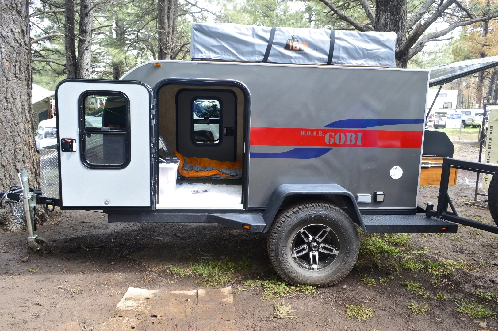 The Gobi trailer sleeps two inside and more when equipped with a rooftop tent