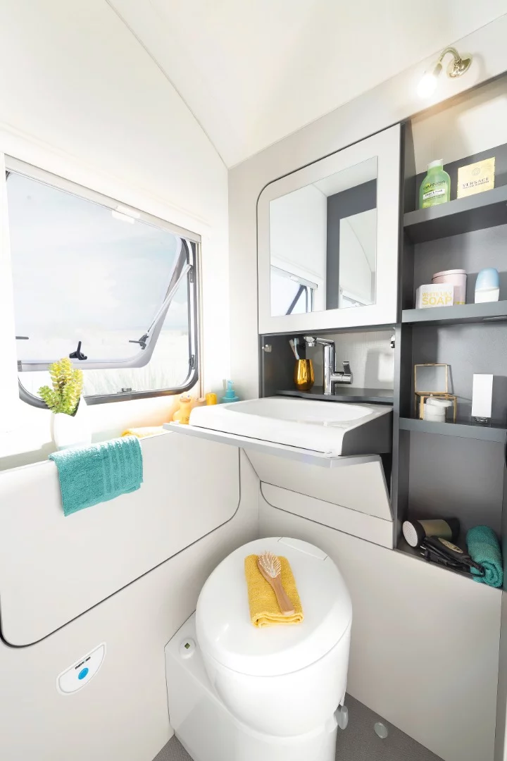 We wonder if the Pierdrei will add a shower to the Coco bathroom, as the regular trailer includes a toilet and sink, leaving showering up to the faucet sprayer that pulls out the window