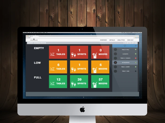 Status screen for the commercial version of Monsieur