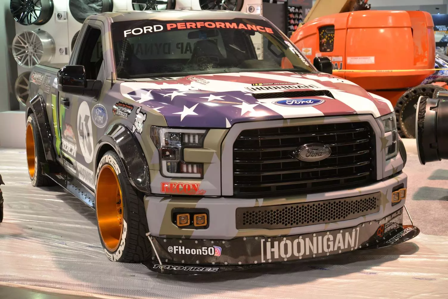 We saw a few vehicles from the Hoonigan fleet in our SEMA cars gallery, and here's a Ford truck for good measure