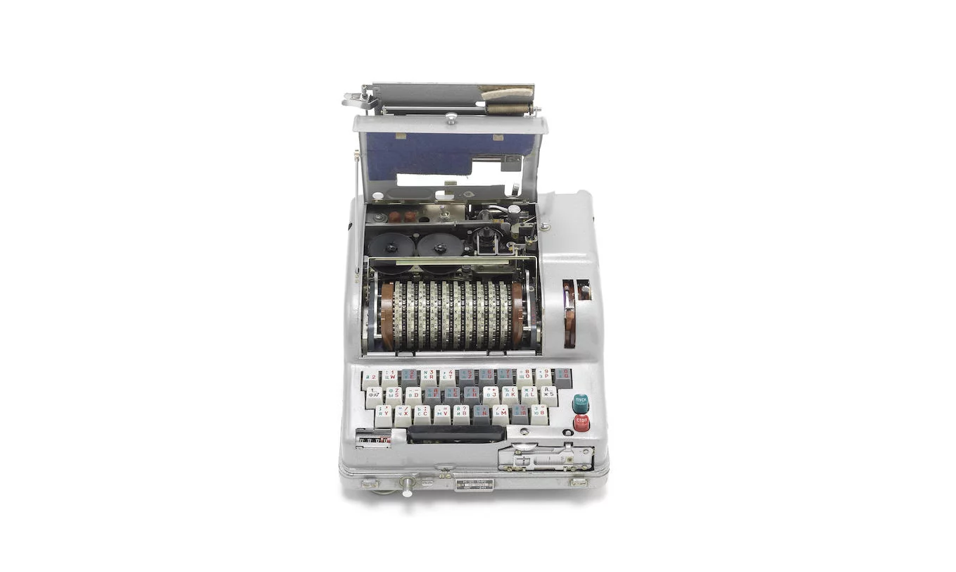 A Falka M-125-3 rotor-based cipher machine, Russian, 1960's, open