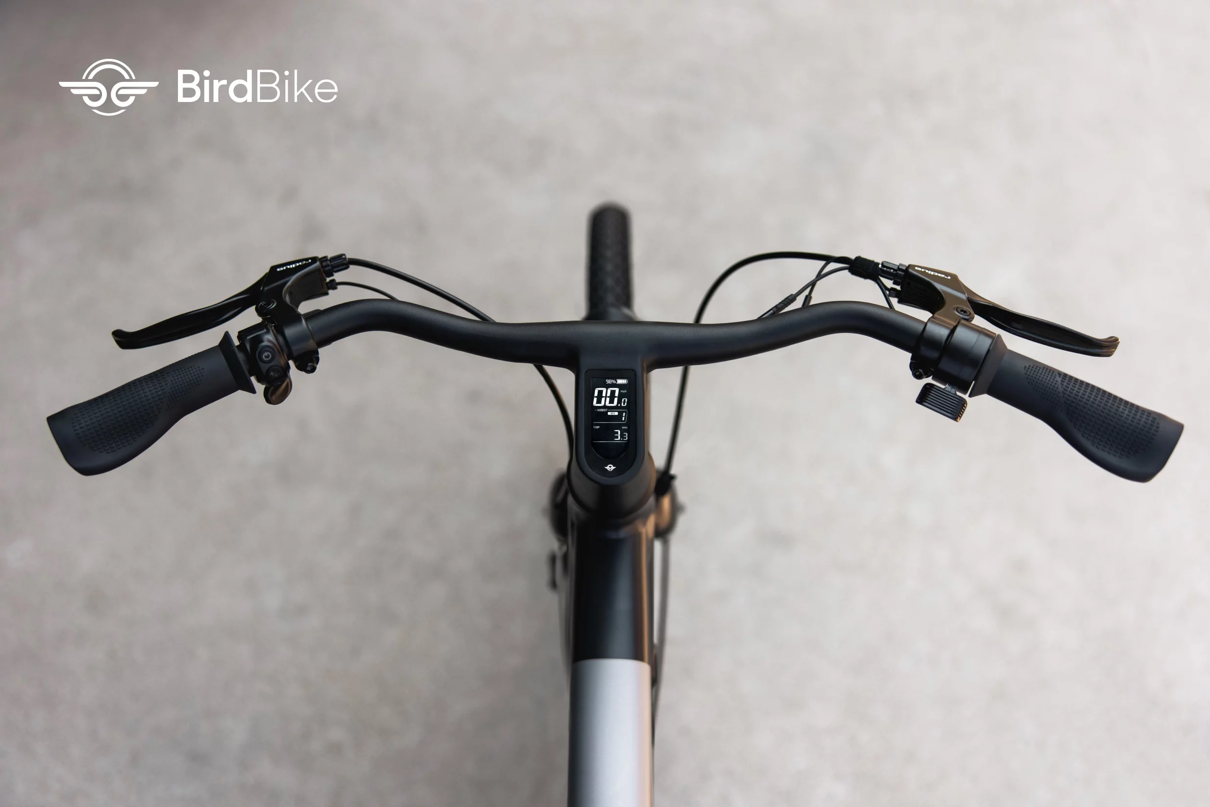 A backlit LCD display offers ride info, though the Bird Bike is Bluetooth-enabled for pairing with a smartphone running a companion app