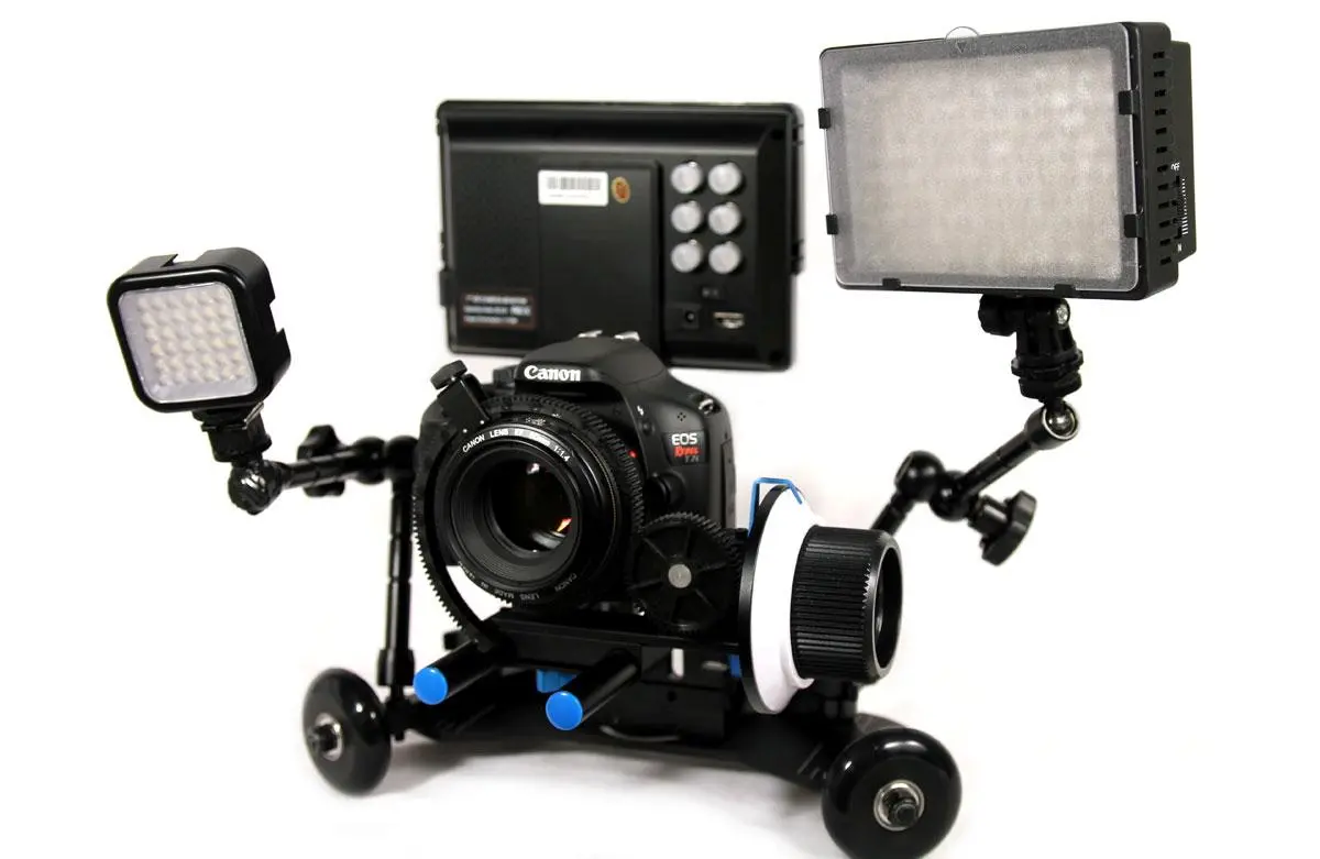 Two holes on each axle can also be fitted with different attachments, such as friction arms to hold lights, monitors, a Glif iPhone mount, or other accessories