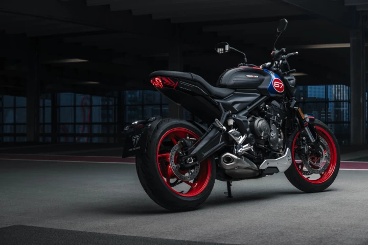 The Triple Tribute Edition racing-inspired trim honors Slippery Sam, the five-time Isle of Man TT winner