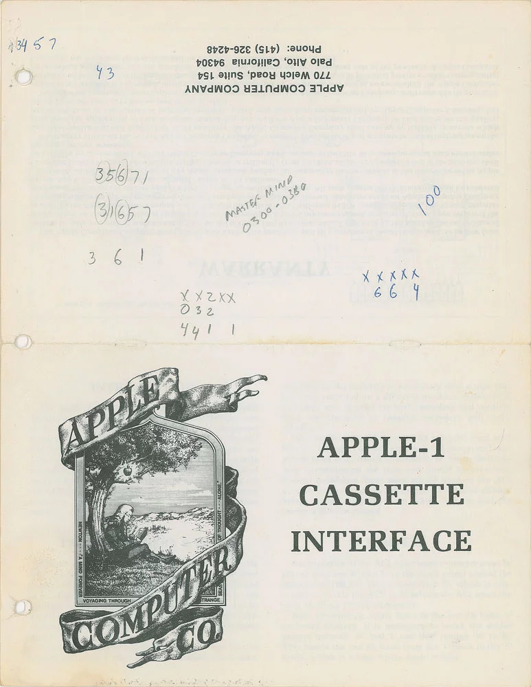 Apple I cassette interface label