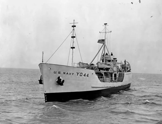 The Kodiak Queen in 1941 when it was a US Navy Fuel Barge stationed in Pearl Harbor