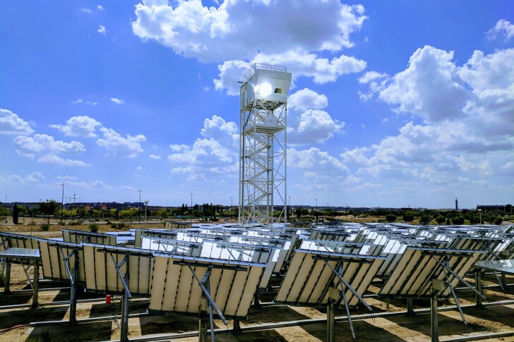 Taking sunlight, water and carbon dioxide as inputs, this solar tower in Spain produces carbon-neutral jet fuel and diesel