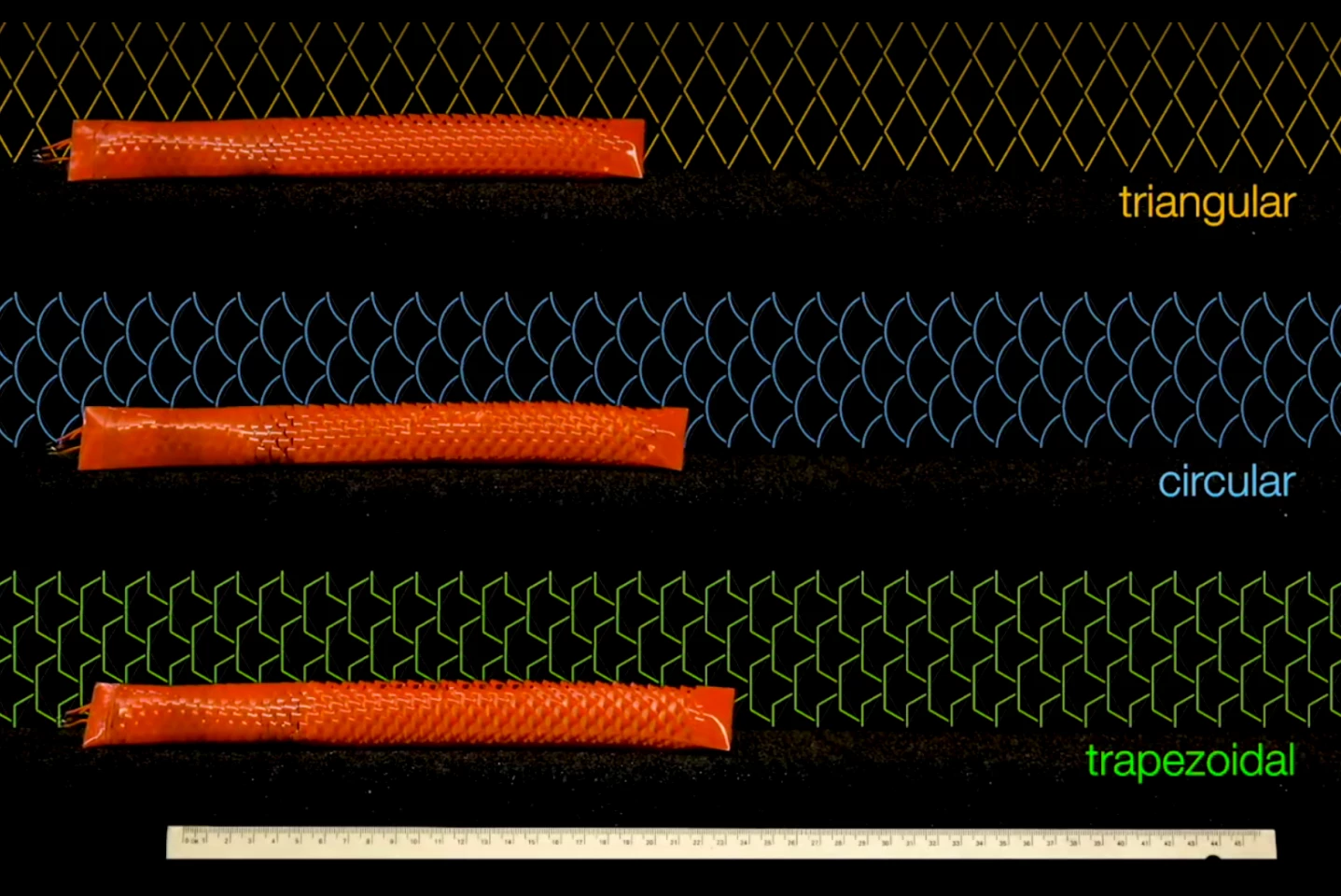 Trapezoid scales, much like a snake's, were found to work best