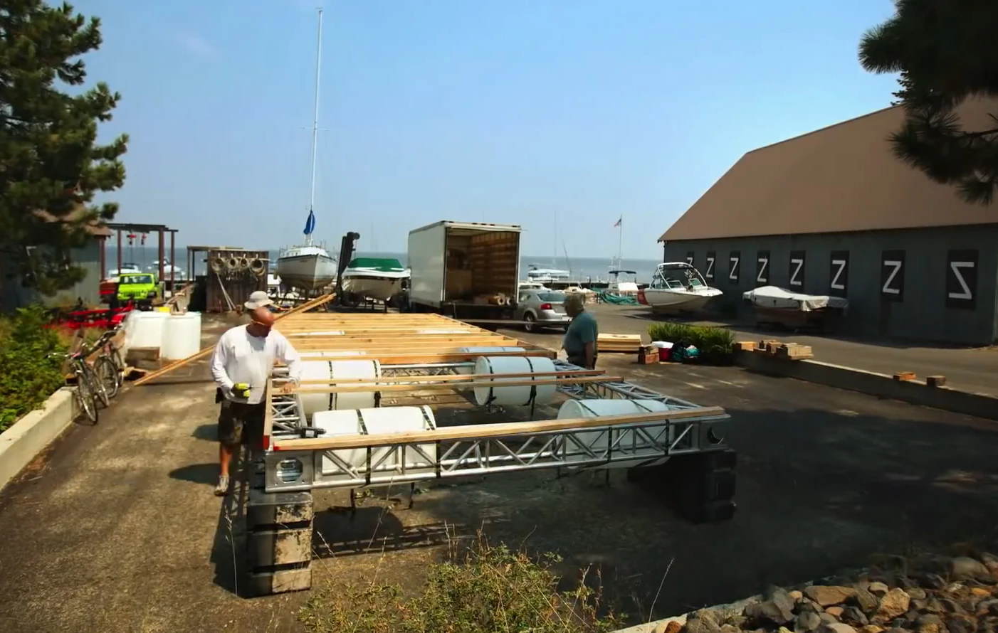 The creation features an 8 ft (2.4 m) tall wooden bank ramp accompanied by a smaller 5 ft (1.5 m) secondary ramp