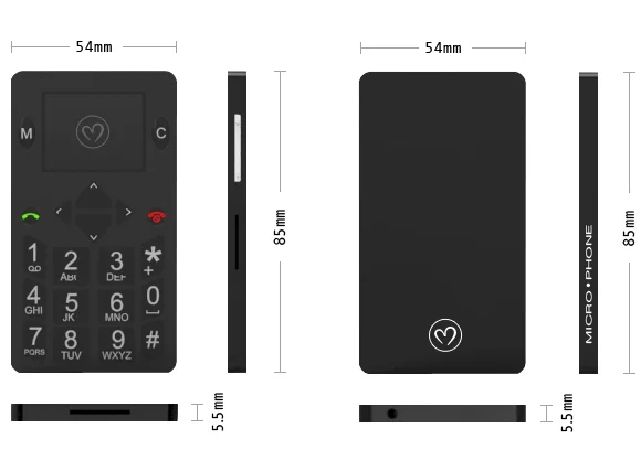 The Micro-Phone's dimensions