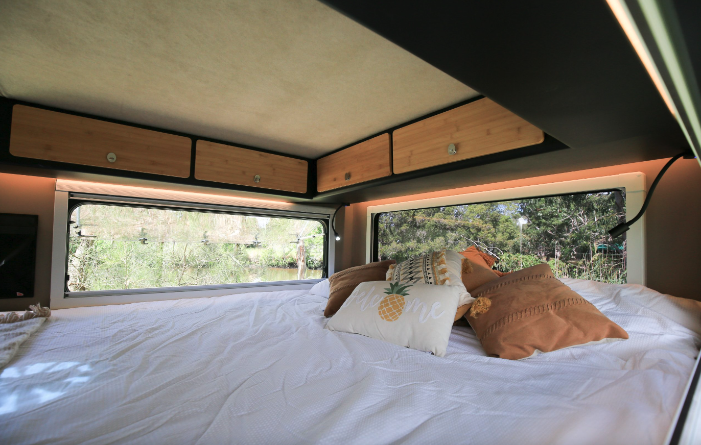 Kimberley doesn't list exact measurements but calls the bed a king-size