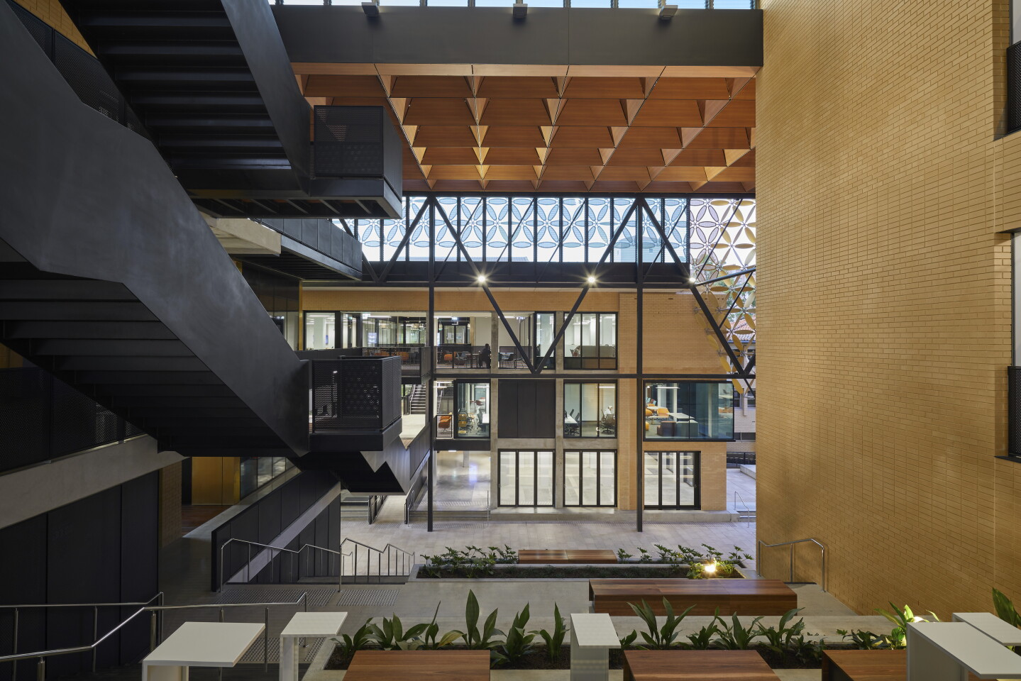 The EZONE UWA Student Hub's interior is spacious and light-filled thanks to its generous glazing