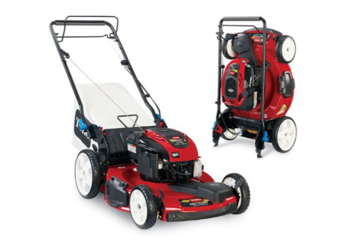 Toro says that the upright storage of the SmartStow mower will save up to 70 percent of space