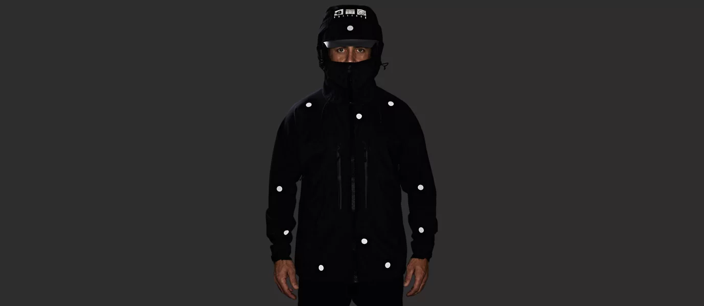 Vollebak's Black Light jacket, as seen when reflecting