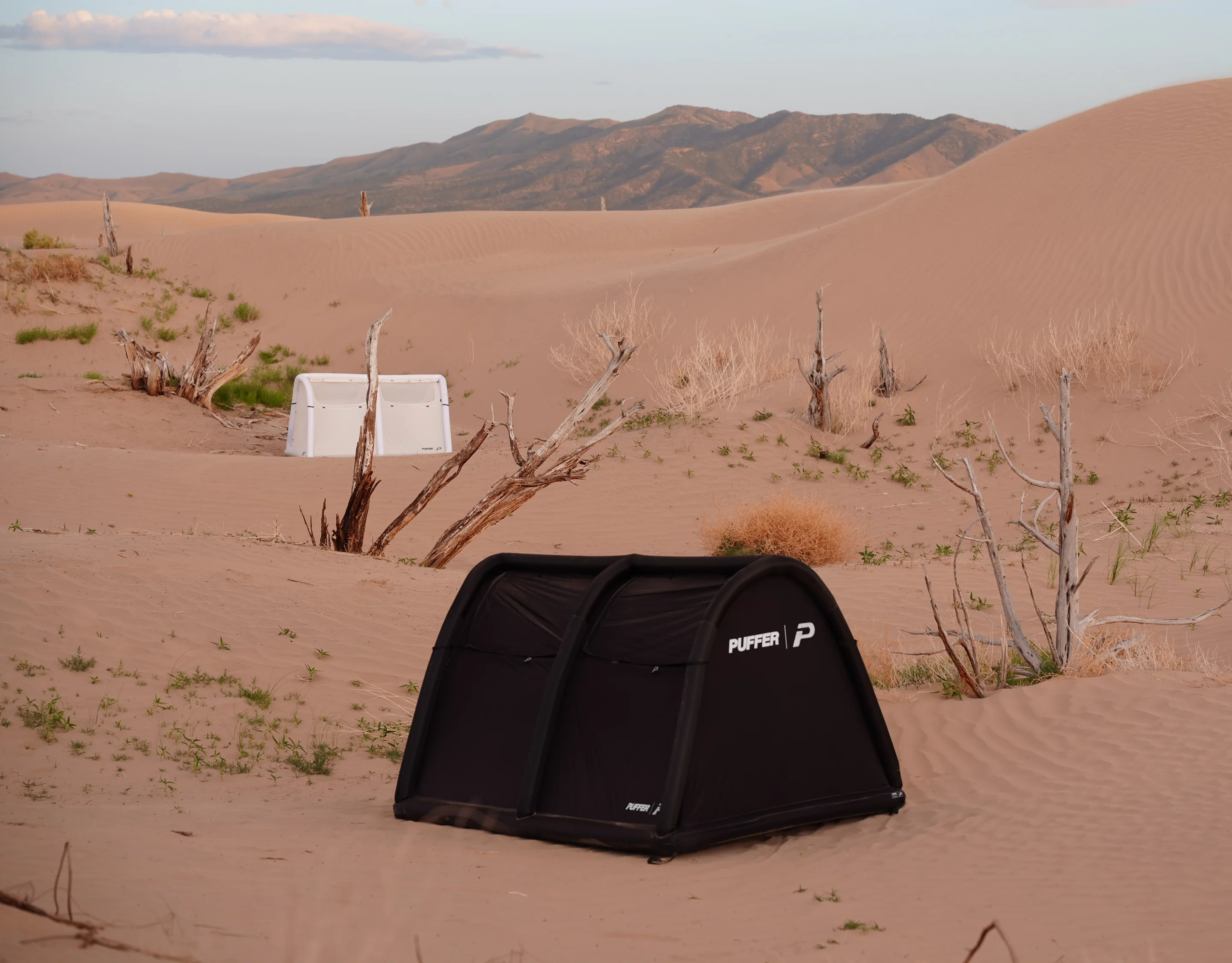Puffer sells both black and white tents, keeping the aesthetic simple but striking