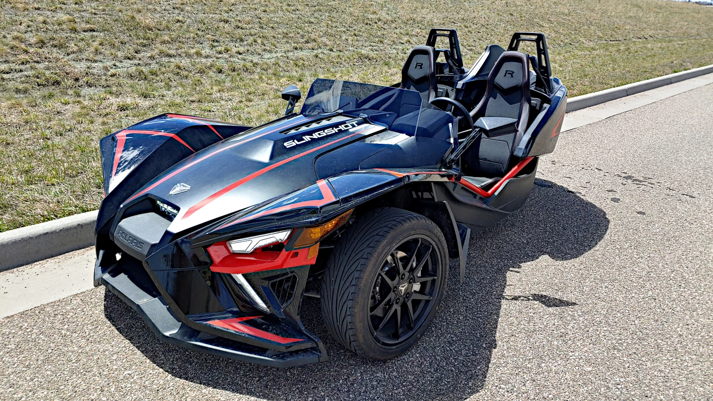 The "tadpole" configuration of the Polaris Slingshot imparts a lot of on-road stability to the machine